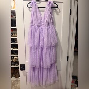 Lilac Tiered Tulle Maternity Dress